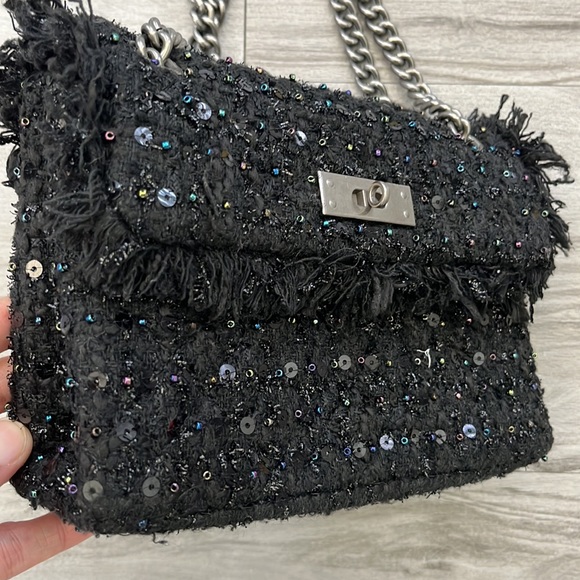 HP 🖤NWOT🖤Kurt Geiger London The Brixton Tweeds Bag Black - Picture 16 of 17